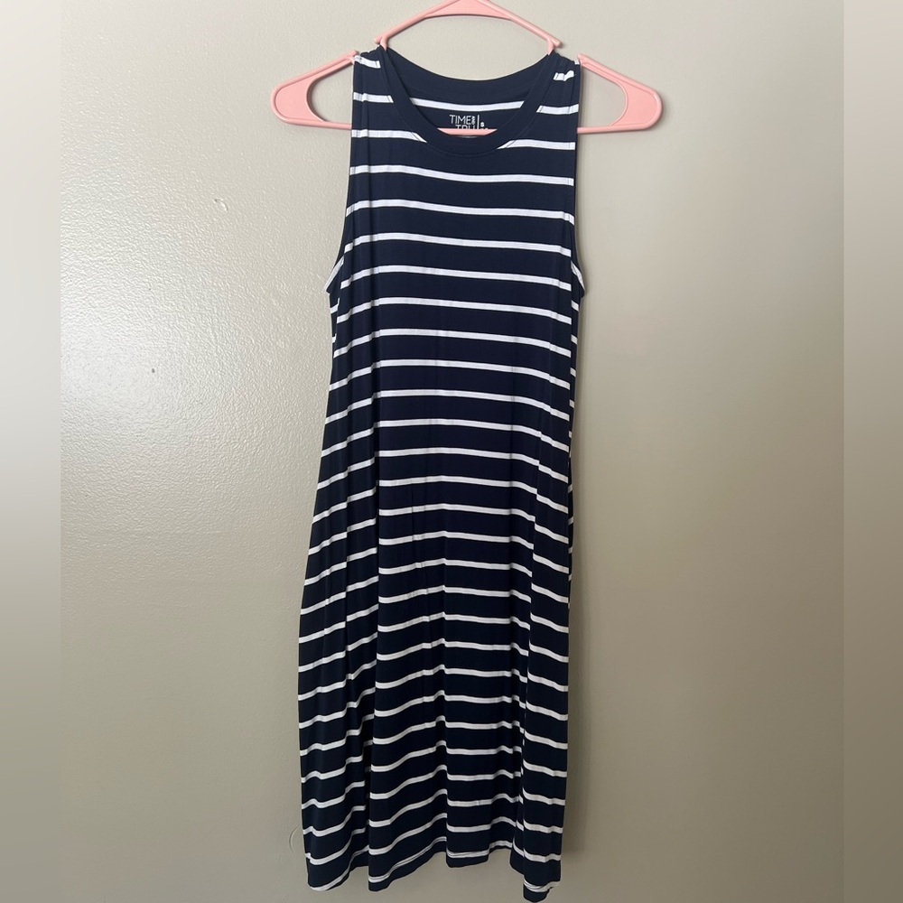 Time and Tru Navy and White Striped Dress